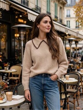 The Great. Crochet Collar Pullover Alpaca blend sweater Sz 3 or 12-14